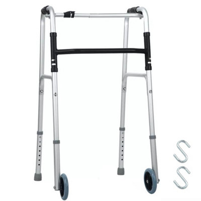 Foldable Aluminium Walking Frame Adjustable Height with Front Wheels ...