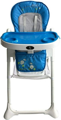 Foldable Baby High Chair 3 in 1 Adjustable Reclining Seat, 5 Point Harness, Removable Tray & Cover, Wheels 6-36 Months (Blue)