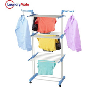 3 Tier Extendable Clothes Airer Dryer Metal Laundry Drying Rack Indoor  Outdoor