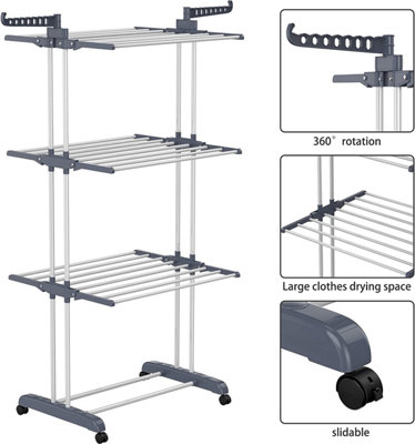 Foldable Clothes Airer 3 Tier Horse Drying Rack Stand Laundry Washing Drier Line