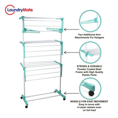 Electric Heated Clothes Airer With Cover 3 Tier Dryer Rack Indoor Foldable  Horse