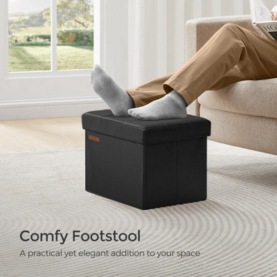 Foldable Compact Ottoman Footrest with Storage, Small Stool for Living ...