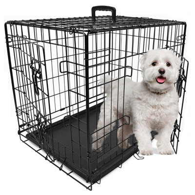Foldable Dog Crate with 2 Doors, Non-Chew Metal & Removable Tray ... - Dog Crate With Washable Storage Baskets