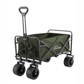 Foldable Garden Cart Wagon Truck with Wheels & Lock Camping Beach Festival-Green