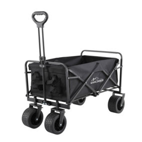 Foldable Garden Cart Wagon Truck with Wheels & Lock for Camping Beach Festival - Black