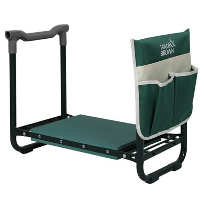 Foldable Garden Kneeler Seat with Thick Pad and Tool Pouch, Heavy-Duty Gardening Stool