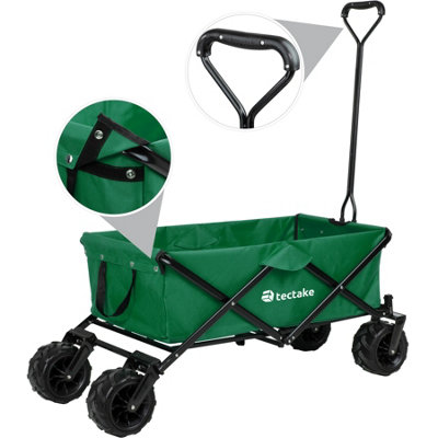 Foldable garden trolley with wide tires (80kg max load) - green