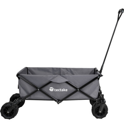 Foldable garden trolley with wide tires (80kg max load) - grey