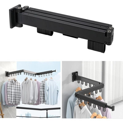 Foldable Indoor Laundry Drying Rack Aluminum 3 Tier Wall Mounted ...