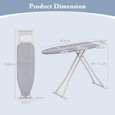 Foldable Ironing Board with Iron Rest 7 Adjustable Heights
