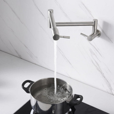 Foldable Kitchen Faucet, Wall Mounted Sink Faucet, 360 Degree Rotatable ...
