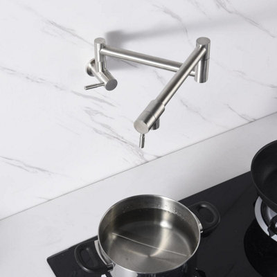 Foldable Kitchen Faucet, Wall Mounted Sink Faucet, 360 Degree Rotatable ...
