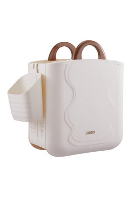 Foldable Laundry Basket with Underwear Basket with Adhesive Hook, White
