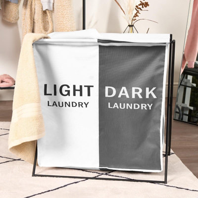 Foldable Light Dark Laundry Basket Storage Clothes Organiser Divided Hamper