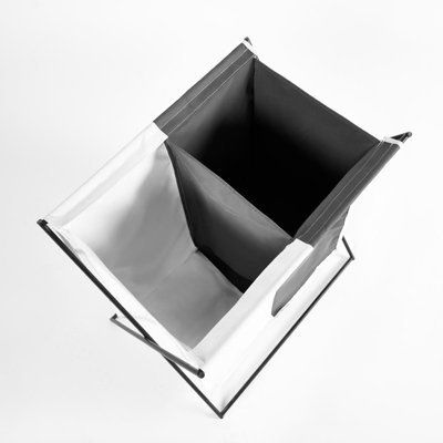 Foldable Light Dark Laundry Basket Storage Clothes Organiser Divided Hamper - 6