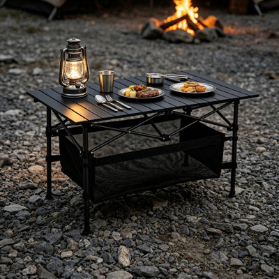 Foldable Lightweight Camping Table with Aluminum Rollable Top ...
