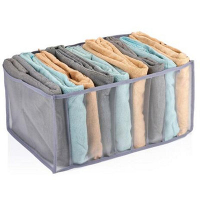 Foldable Mesh Wardrobe Clothes Organiser 44x29x22cm with 9 Compartments Space Saver Solution for Organising Clothes