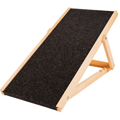 Foldable Natural Wood Pet Ramp Indoor Dog Ramp Adjustable Heights Ideal for Large and Small Dogs