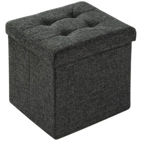 Foldable ottoman made of polyester with storage space 38x38x38cm - dark grey