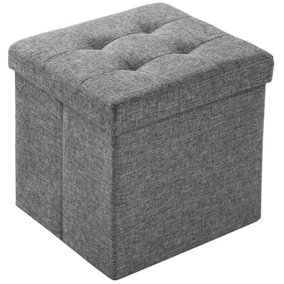 Foldable ottoman made of polyester with storage space 38x38x38cm - light grey