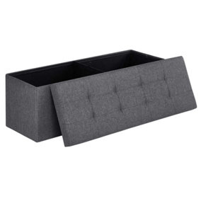 Foldable Ottoman Storage Box Footstool Dark Grey - 110cm x 38cm
