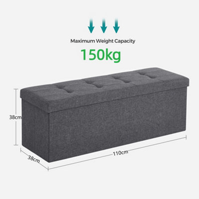 Rohi Black Boucle Ottoman Storage Box (78x38x38cm) - Super Soft Sherpa  Fleece Fabric MDF Board Foot Stool - Foldable Storage Boxes for Kids Toys,  
