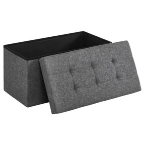 Foldable Ottoman Storage Box Footstool Dark Grey - 76cm x 38cm