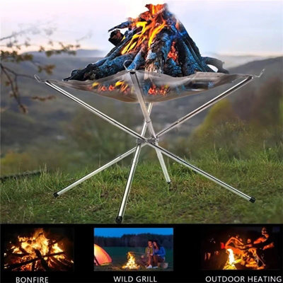 Foldable Outdoor BBQ Bonfire Rack Portable Camping Fire Pit Grill ...