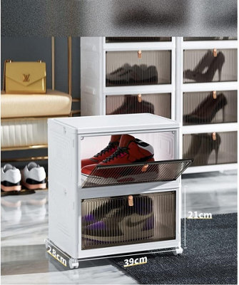 Foldable Plastic Shoe Box Stackable Storage Cabinet - Wardrobe Storage ...