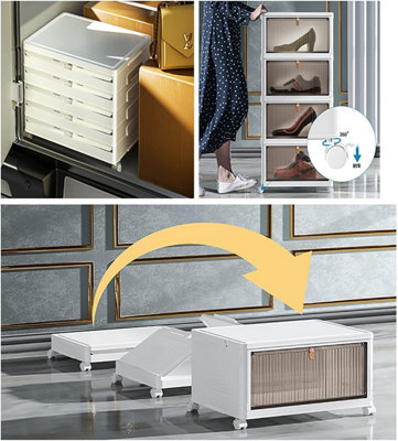 Foldable Plastic Shoe Box Stackable Storage Cabinet - Wardrobe Storage ...
