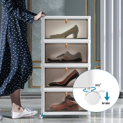 Foldable Plastic Shoe Box Stackable Storage Cabinet - Wardrobe Storage ...