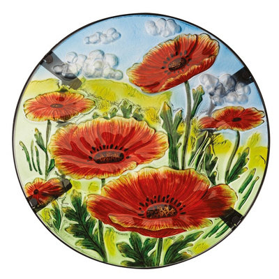 FOLDABLE POPPY DESIGN GARDEN BISTRO TABLE WITH HAND PAINTED GLASS TOP ...