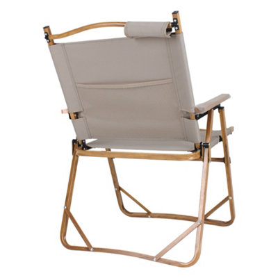 Foldable Portable Outdoor Wooden Camping Chair Armchair for Fishing Picnic  Height 78 cm