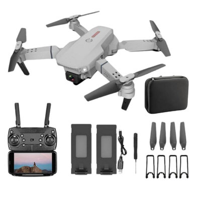 FOLDABLE QUADCOPTER DRONE - DUAL HD CAMERA, DRONE WITH 2 BATTERIES AND ...