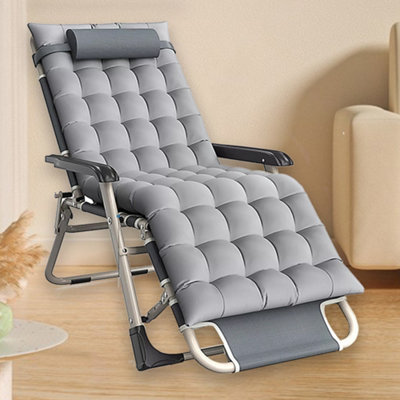 Foldable Reclining Garden Sun Lounger Chair with Cushion