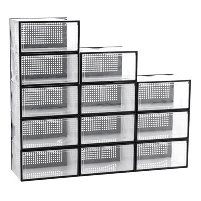 Foldable Shoe Organizer Box Stackable Clear Plastic Storage Cabinet ...
