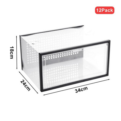 Foldable Shoe Organizer Box Stackable Clear Plastic Storage Cabinet ...