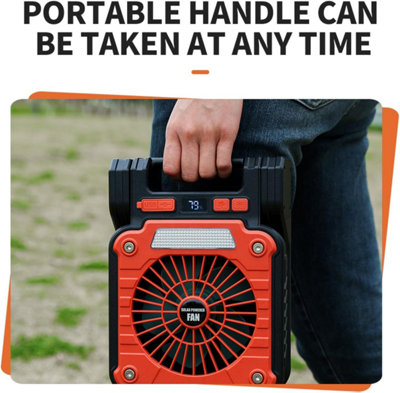 Foldable Solar Powered Outdoor Fan, USB Rechargeable with Built-in