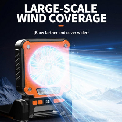 Foldable Solar Powered Outdoor Fan, USB Rechargeable with Built-in