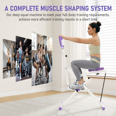 Foldable Squat Trainer Machine White, Portable Home Gym Exercise ...