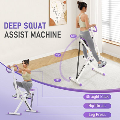 Foldable Squat Trainer Machine White, Portable Home Gym Exercise ...