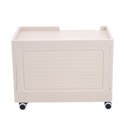 Foldable Storage Box PP Storage Box with Door and 4 Wheels in White