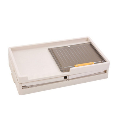 Foldable Storage Box PP Storage Box with Door and 4 Wheels in White