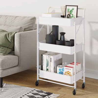 thumbnail image 2 of White 3-Tier Rolling Storage Utility Cart - 16.25 In. W - Bed Bath & Beyond - 37154637 2 of 13