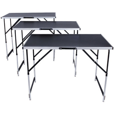 Foldable Table, Adjustable Height Heavy Duty Folding Camping Catering ...