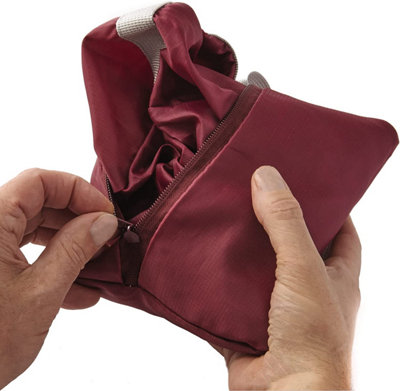 Foldable Travel Bag - Handy Red Berry Polyester Zip Up Duffel Weekend ...