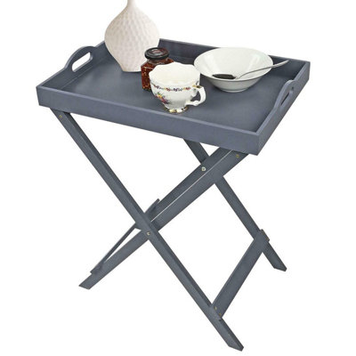 Foldable Wooden Butler Serving Tray with Handles, Portable and ...