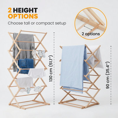 Foldable Wooden Clothes Airer - Indoor Laundry Drying Racks, Portable ...