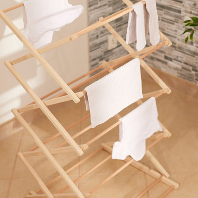 Foldable Wooden Clothes Airer Indoor Laundry Drying Racks
