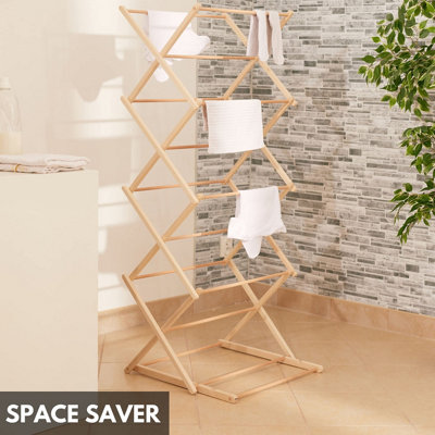 Foldable Wooden Clothes Airer Indoor Laundry Drying Racks